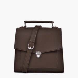 Raibros Women's Push-Lock Messenger Bag - Premium Faux Leather - Dark Brown